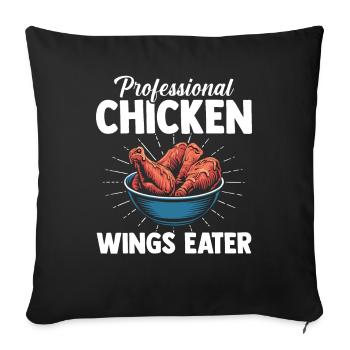 Mangeur professionnel d’ailes de poulet Hühnerflügel - Housse de coussin décorative 45 x 45 cm - noir - Devant