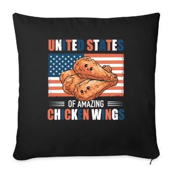 Aile de poulet Drapeau des États-Unis - États-Unis des ailes - Housse de coussin décorative 45 x 45 cm - noir - Devant