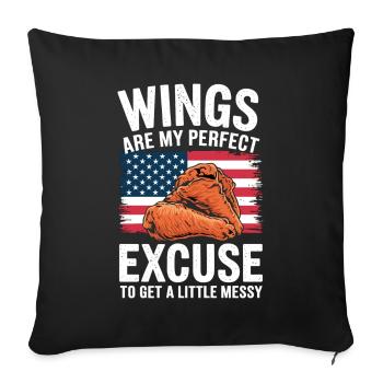 Chicken Wings USA Flag - Wings Excuse Little Messy - Sofa pillowcase 17,3'' x 17,3'' (45 x 45 cm) - black - Front