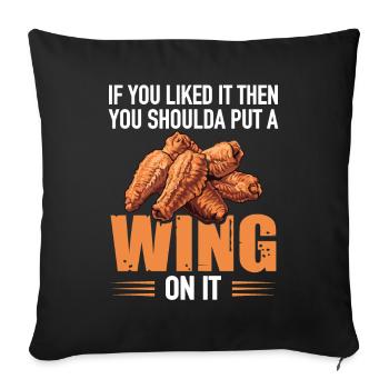 Cadeau d’ailes de poulet - Housse de coussin décorative 45 x 45 cm - noir - Devant