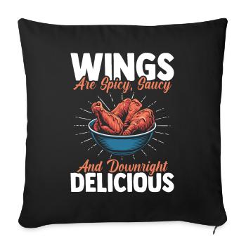 Wings Spicy Saucy Delicious Hot Chicken Wings - Sofakissenbezug 45 x 45 cm - Schwarz - Vorne