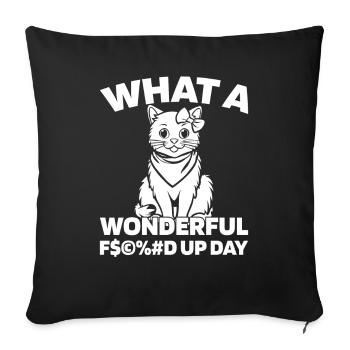 Cat Fucked Up Day - Sofa pillowcase 17,3'' x 17,3'' (45 x 45 cm) - black - Front