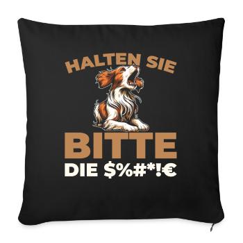 Épagneul breton Tais-toi - Housse de coussin décorative 45 x 45 cm - noir - Devant