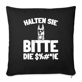Doberman: Please shut up - Sofa pillowcase 17,3'' x 17,3'' (45 x 45 cm) - black - Front