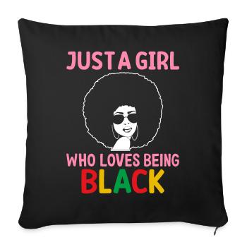 Mois de l’histoire des Noirs Fille africaine li - Housse de coussin décorative 45 x 45 cm - noir - Devant