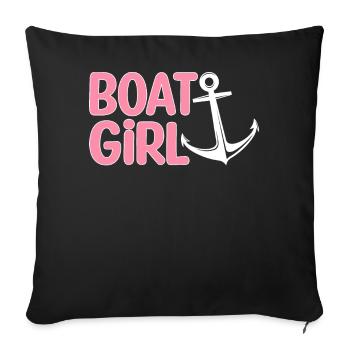 Female Boating Boat Girl - Sofa pillowcase 17,3'' x 17,3'' (45 x 45 cm) - black - Front