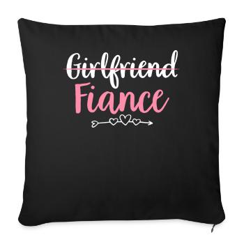 Douche nuptiale mariée petite amie fiancé - Housse de coussin décorative 45 x 45 cm - noir - Devant