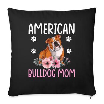 Bouledogue américain Mère bouledogue Amoureuse - Housse de coussin décorative 45 x 45 cm - noir - Devant