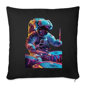 Astronaut Drums - Sofa pillowcase 17,3'' x 17,3'' (45 x 45 cm) - black - Front