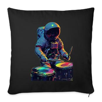 Astronaut Drums - Sofa pillowcase 17,3'' x 17,3'' (45 x 45 cm) - black - Front
