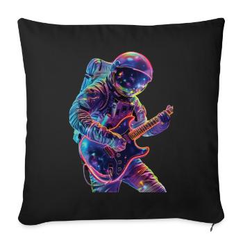 Guitare astronaute - Housse de coussin décorative 45 x 45 cm - noir - Devant