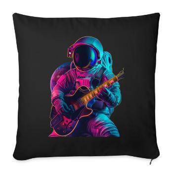 Guitare astronaute - Housse de coussin décorative 45 x 45 cm - noir - Devant