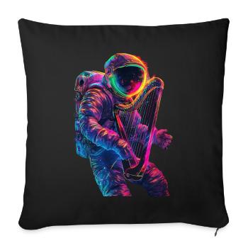 Astronaut Harfe - Sofakissenbezug 45 x 45 cm - Schwarz - Vorne