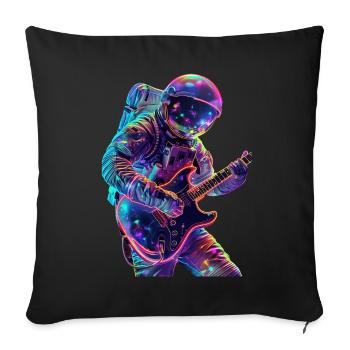 Guitare astronaute - Housse de coussin décorative 45 x 45 cm - noir - Devant