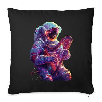 Astronaut Harfe - Sofakissenbezug 45 x 45 cm - Schwarz - Vorne
