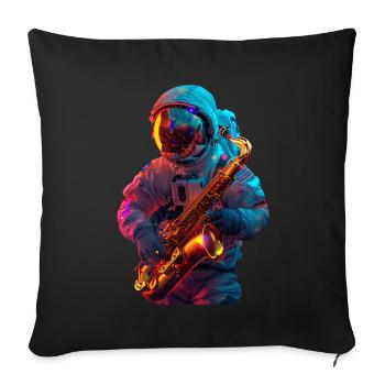 Saxophone astronaute - Housse de coussin décorative 45 x 45 cm - noir - Devant