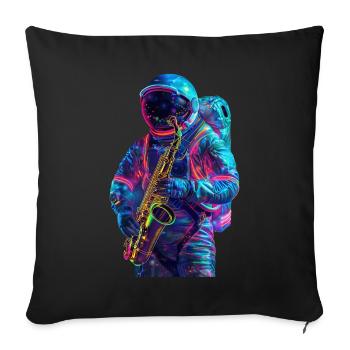 Saxophone astronaute - Housse de coussin décorative 45 x 45 cm - noir - Devant