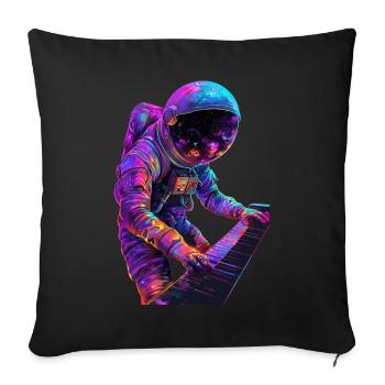 Piano astronaute - Housse de coussin décorative 45 x 45 cm - noir - Devant