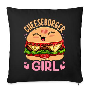 Cheeseburger Girl Burger Girl - Housse de coussin décorative 45 x 45 cm - noir - Devant