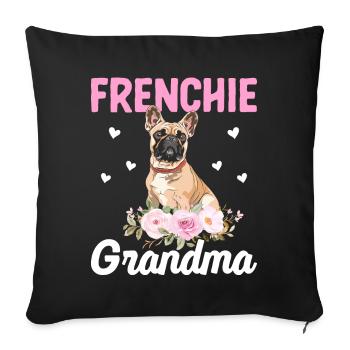 Bulldoggenliebhaber Französische Bulldoggen Oma Fr - Sofakissenbezug 45 x 45 cm - Schwarz - Vorne