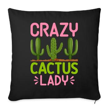 Cactus Fou, Lady Cactus, Fille, Succulente, Pfla - Housse de coussin décorative 45 x 45 cm - noir - Devant
