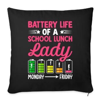Durée de vie de la batterie d’un employé de cafétéria d’une école avec - Housse de coussin décorative 45 x 45 cm - noir - Devant