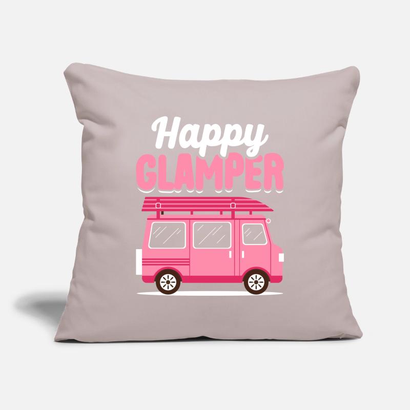 Camping Glamping Wohnmobil Camper Happy Glamper Sofakissenbezug 45 x 45 cm