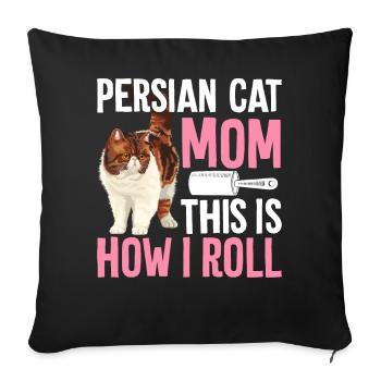 Maman chat persan c’est comme ça que je roule chat maman - Housse de coussin décorative 45 x 45 cm - noir - Devant