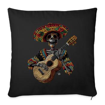 Ukulélé Mexicain Squelette - Housse de coussin décorative 45 x 45 cm - noir - Devant