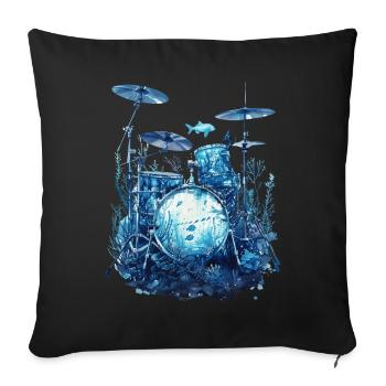 Fish Drums - Sofa pillowcase 17,3'' x 17,3'' (45 x 45 cm) - black - Front