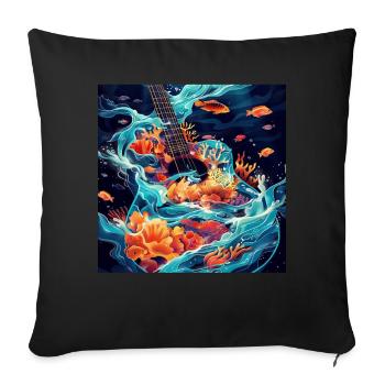 Guitare Poisson - Housse de coussin décorative 45 x 45 cm - noir - Devant