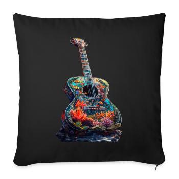 Guitare Poisson - Housse de coussin décorative 45 x 45 cm - noir - Devant
