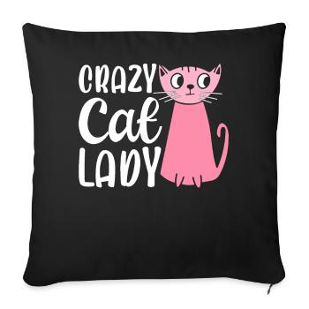 Crazy Cat Lady Purple Cats Chat Maman - Housse de coussin décorative 45 x 45 cm - noir - Devant