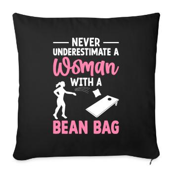 Funny Cornhole Girl Player Corn Hole A Fr - Sofa pillowcase 17,3'' x 17,3'' (45 x 45 cm) - black - Front