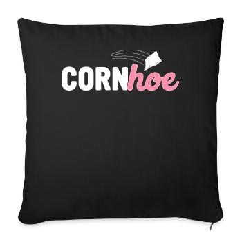 Drôle Cornhole Girl Joueur Trou de maïs Hühnera - Housse de coussin décorative 45 x 45 cm - noir - Devant