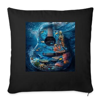 Guitare Poisson - Housse de coussin décorative 45 x 45 cm - noir - Devant