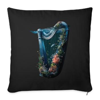 Fisch Harfe - Sofakissenbezug 45 x 45 cm - Schwarz - Vorne