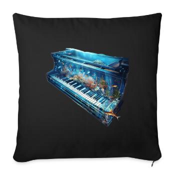 Piano Poisson - Housse de coussin décorative 45 x 45 cm - noir - Devant