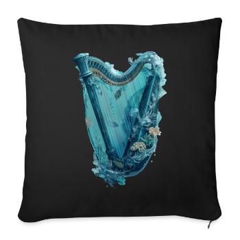 Fisch Harfe - Sofakissenbezug 45 x 45 cm - Schwarz - Vorne