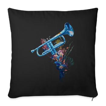 Fish Trumpet - Sofa pillowcase 17,3'' x 17,3'' (45 x 45 cm) - black - Front