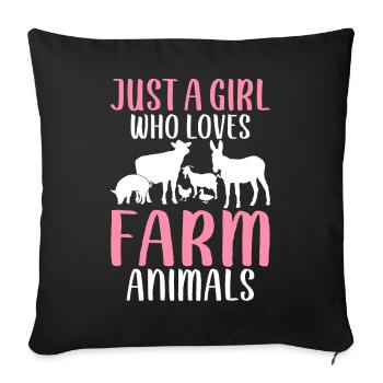 Cow Cattle Heifer Just a Girl Taking Farm Animals Li - Sofa pillowcase 17,3'' x 17,3'' (45 x 45 cm) - black - Front
