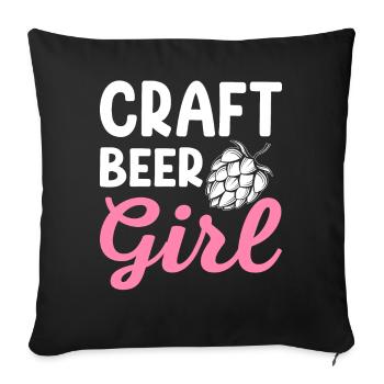 Craft Beer Girl Funny Home Brewery Hop Brewer - Sofa pillowcase 17,3'' x 17,3'' (45 x 45 cm) - black - Front