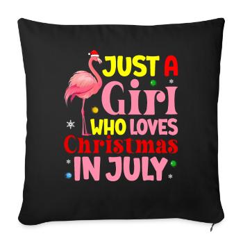 Flamingo Weihnachten im Juli Mädchen, das Weihnach - Sofakissenbezug 45 x 45 cm - Schwarz - Vorne