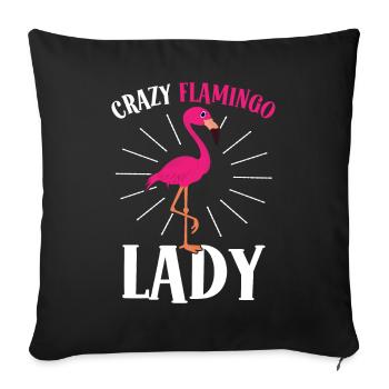 Crazy Flamingo Lady Crazy Lady - Sofa pillowcase 17,3'' x 17,3'' (45 x 45 cm) - black - Front
