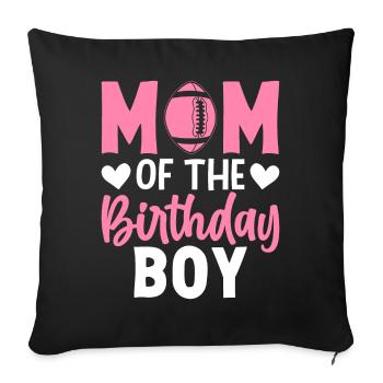 Mère d’anniversaire garçon joueur de football Mère - Housse de coussin décorative 45 x 45 cm - noir - Devant