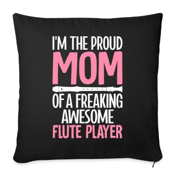 Fière maman d’un sacré bon joueur de flûte - Housse de coussin décorative 45 x 45 cm - noir - Devant