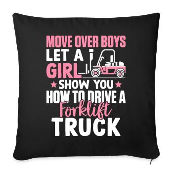 Forklift Driver HEO Move Boys Girl Drive Forkli - Sofa pillowcase 17,3'' x 17,3'' (45 x 45 cm) - black - Front