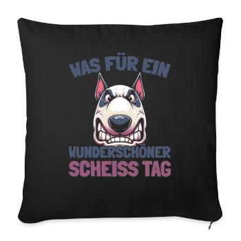 Bull Terriers, please keep your mouth shut - Sofa pillowcase 17,3'' x 17,3'' (45 x 45 cm) - black - Front