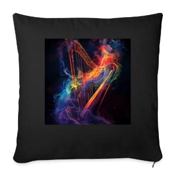 Harfe - Sofakissenbezug 45 x 45 cm - Schwarz - Vorne