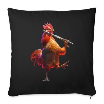 Rooster Flute - Sofa pillowcase 17,3'' x 17,3'' (45 x 45 cm) - black - Front